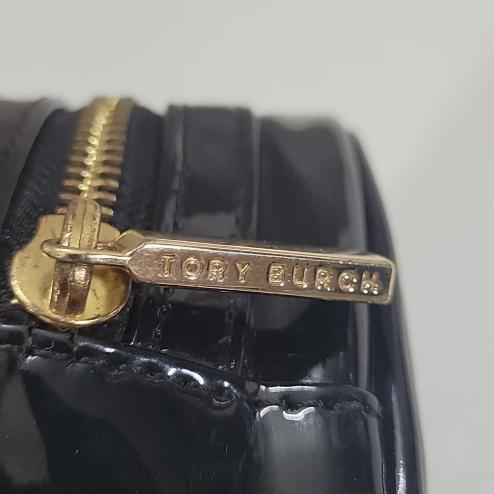 Tory Burch Black Patent Leather Cosmetic Pouch